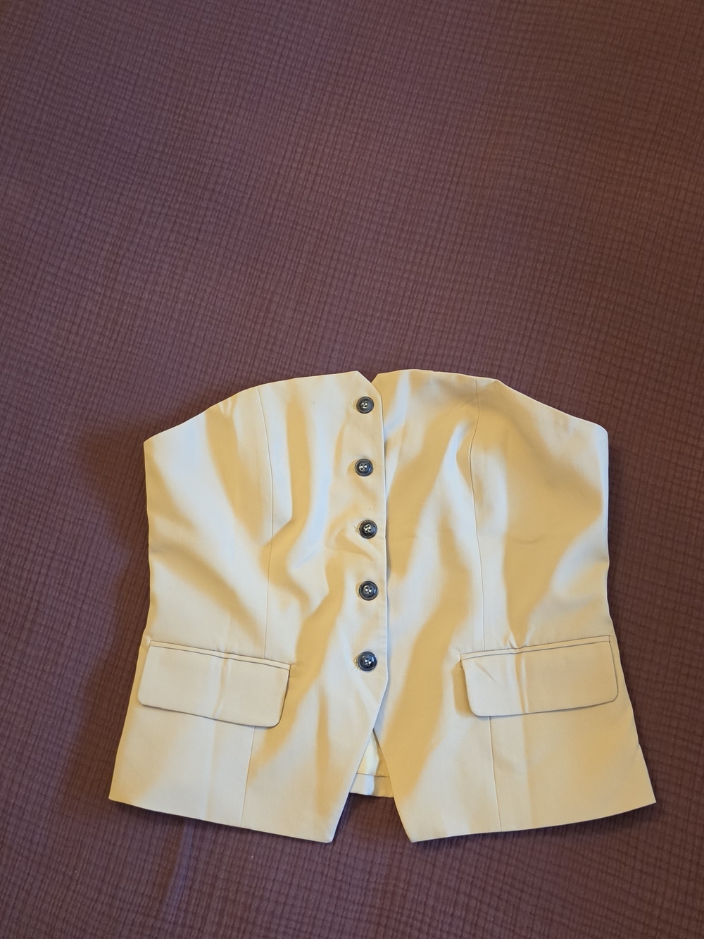 Ivory Strapless Button-Front Bustier Top /Vest